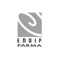 Logo ente di formazione Enaip Parma in bianco e nero