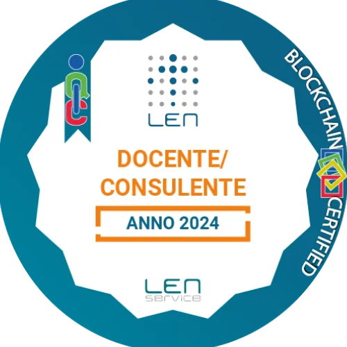 Badge di docente e consulente per l'anno 2024 rilasciato da Gruppo LEN a Luca Giavara