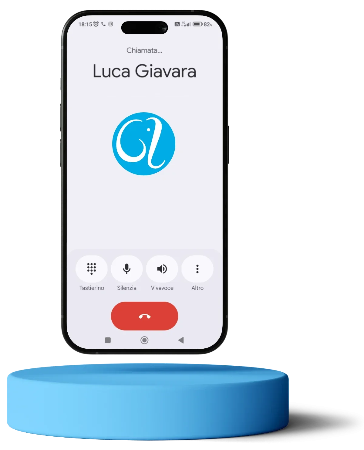 Smartphone che mostra la schermata di chiamata al telefono di Luca Giavara